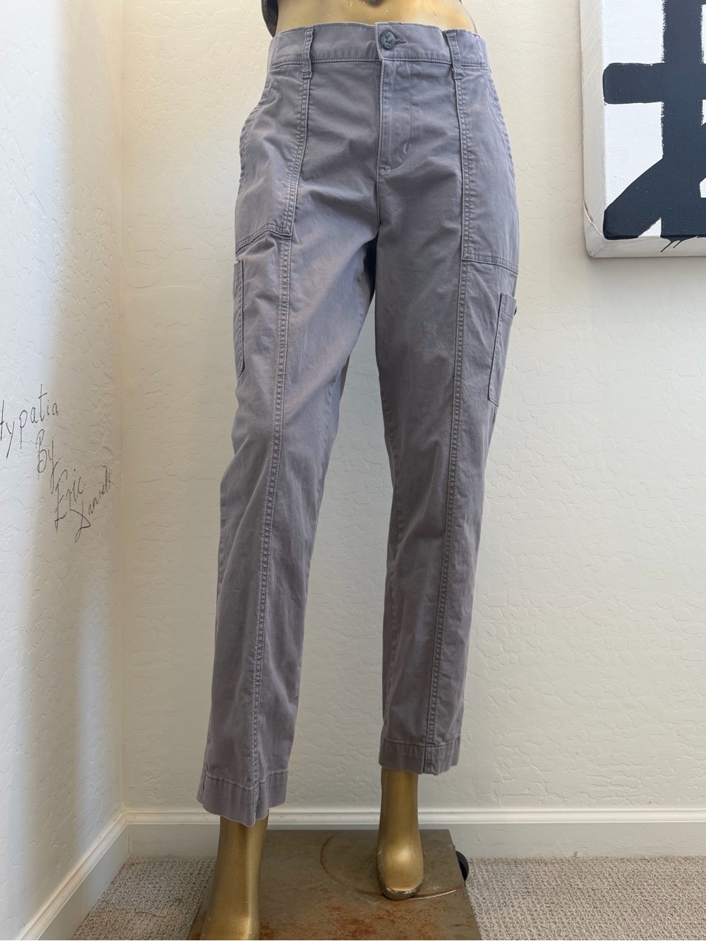 Lee Women’s Cotton Cargo Utility Pants Size 10 Medium Gray Lavender Straight Leg